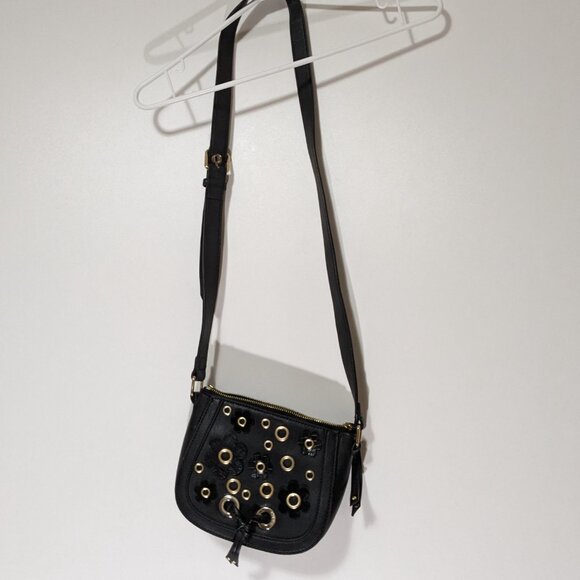 *3/$10* Nine West Daisy Grommet Crossbody Bag Purse Black Silver - Picture 5 of 5